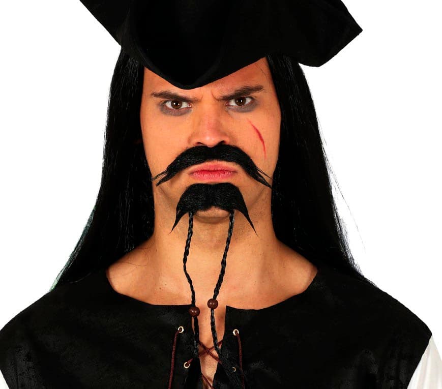 Piratfipskæg og overskæg, ca. 10,5 cm