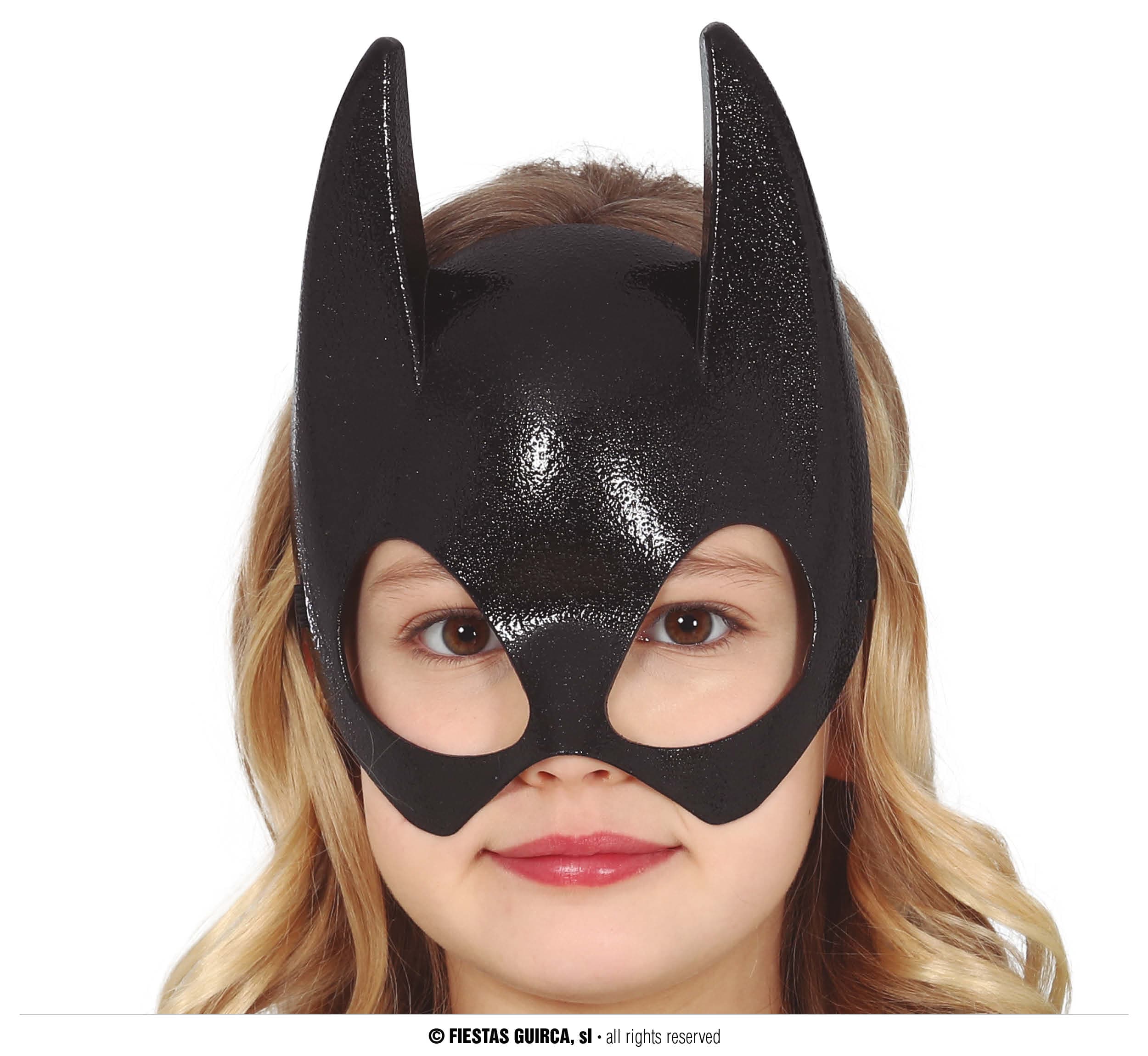 Sort flagermus-halvmaske i PVC, børnestørrelse