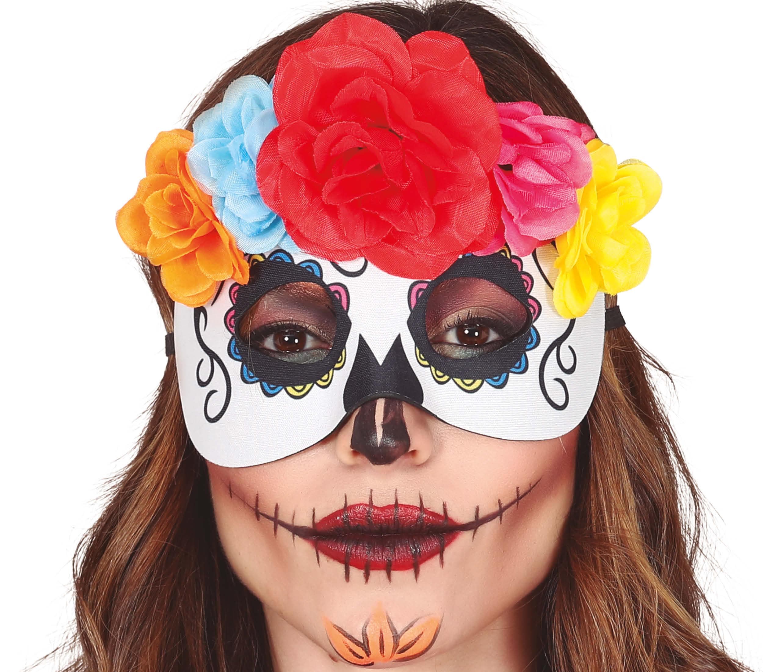 Maske "La Catrina" med blomster