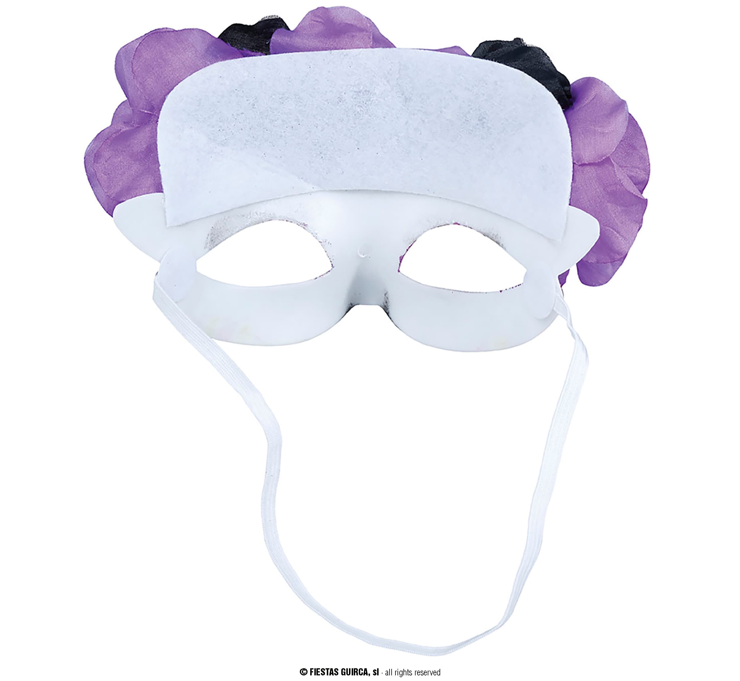 Catrina-maske med lilla og sorte blomster