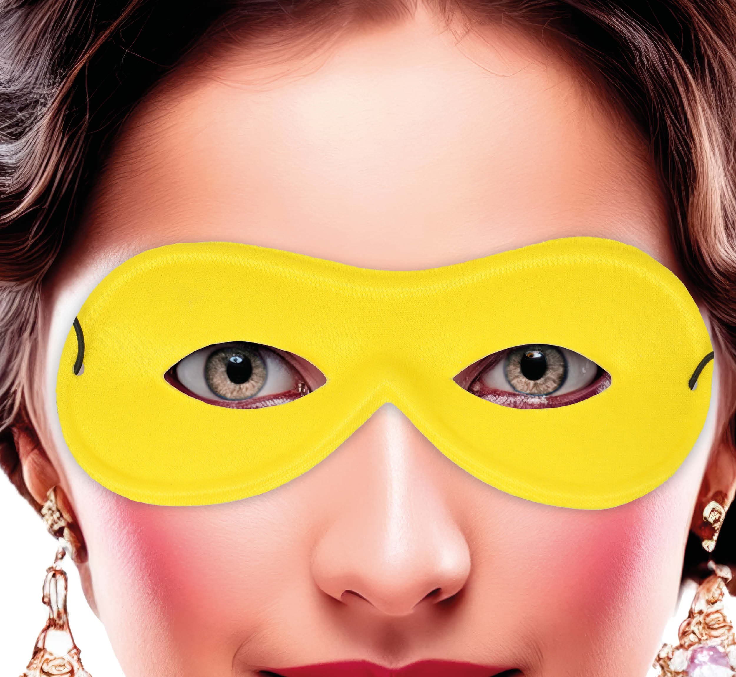 Pierrot-maske i silke, gul, "Extra"