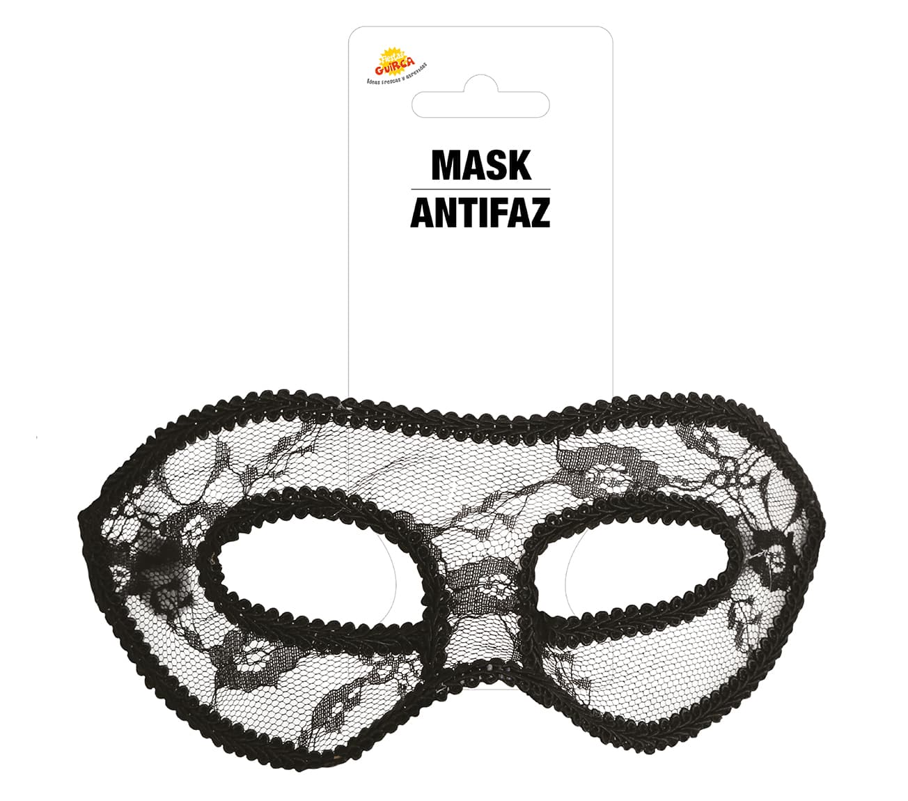 Sort maske, ca. 18,4 cm