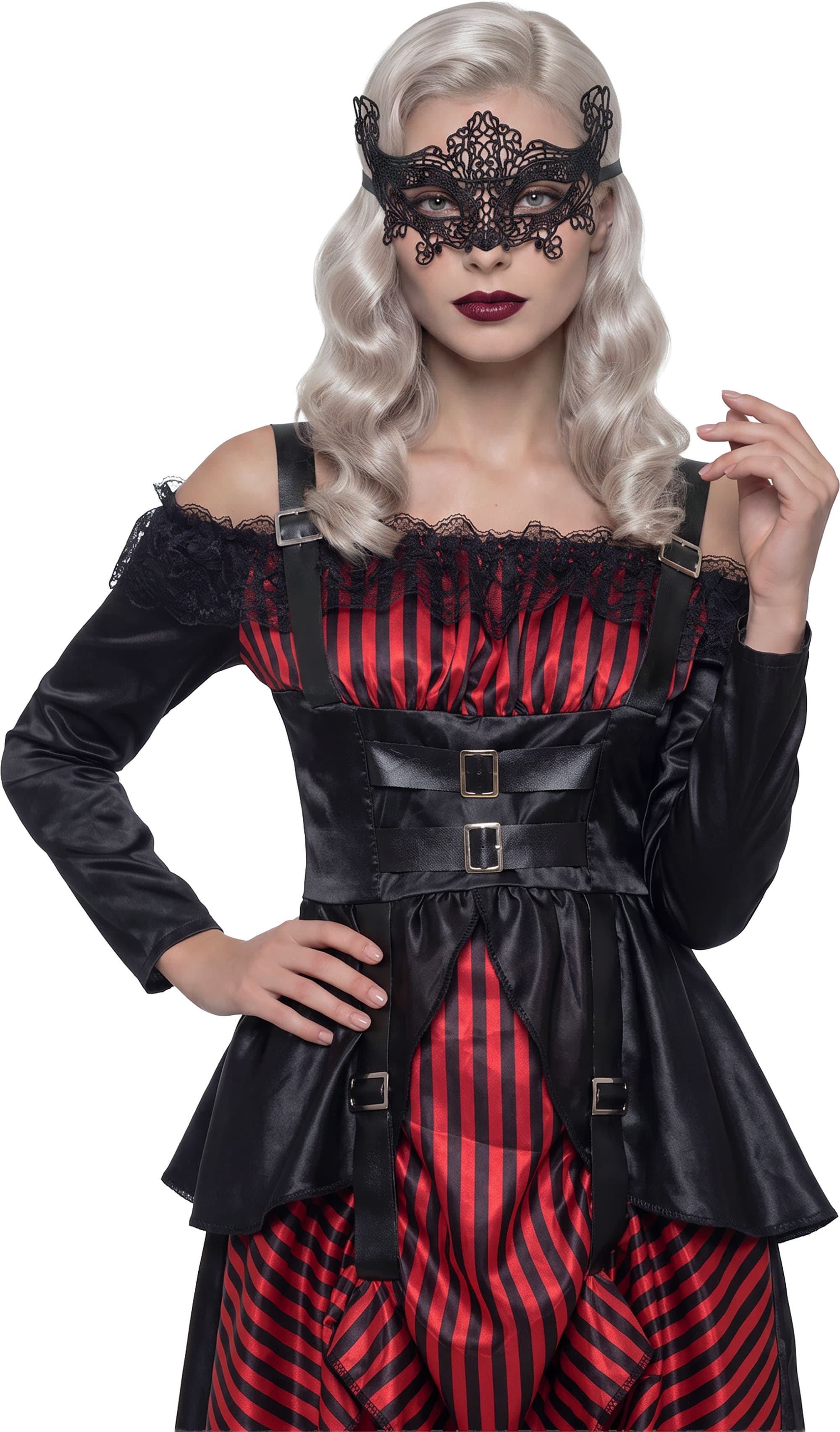 Venetiansk broderet maske, sort