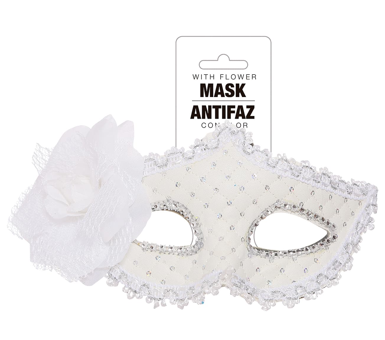 Hvid maske med blomster