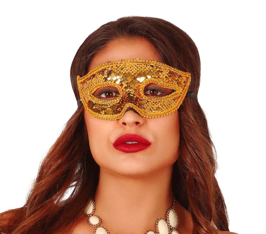 Maske med guldpailletter