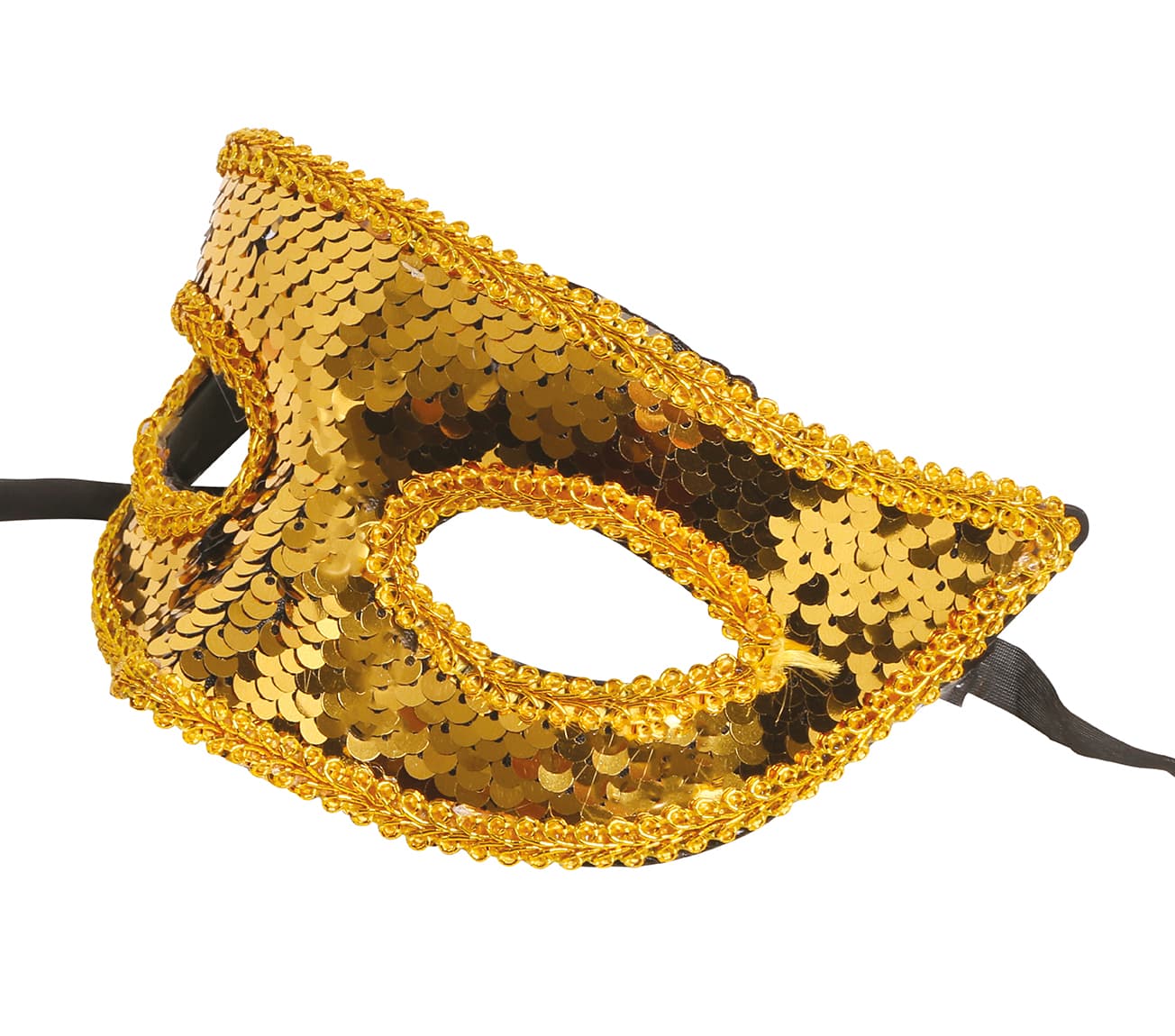 Maske med guldpailletter