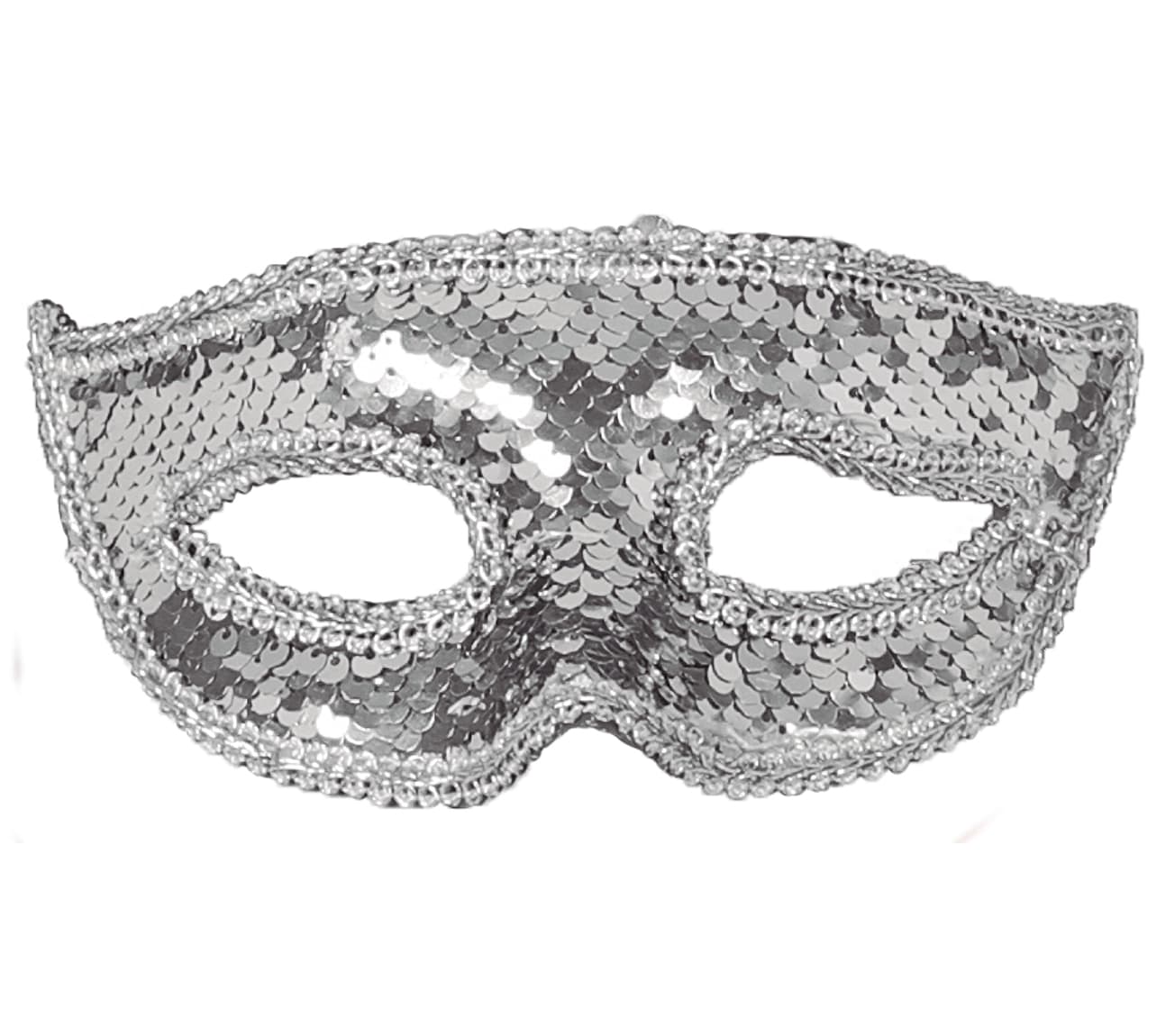 Maske med sølvpailletter