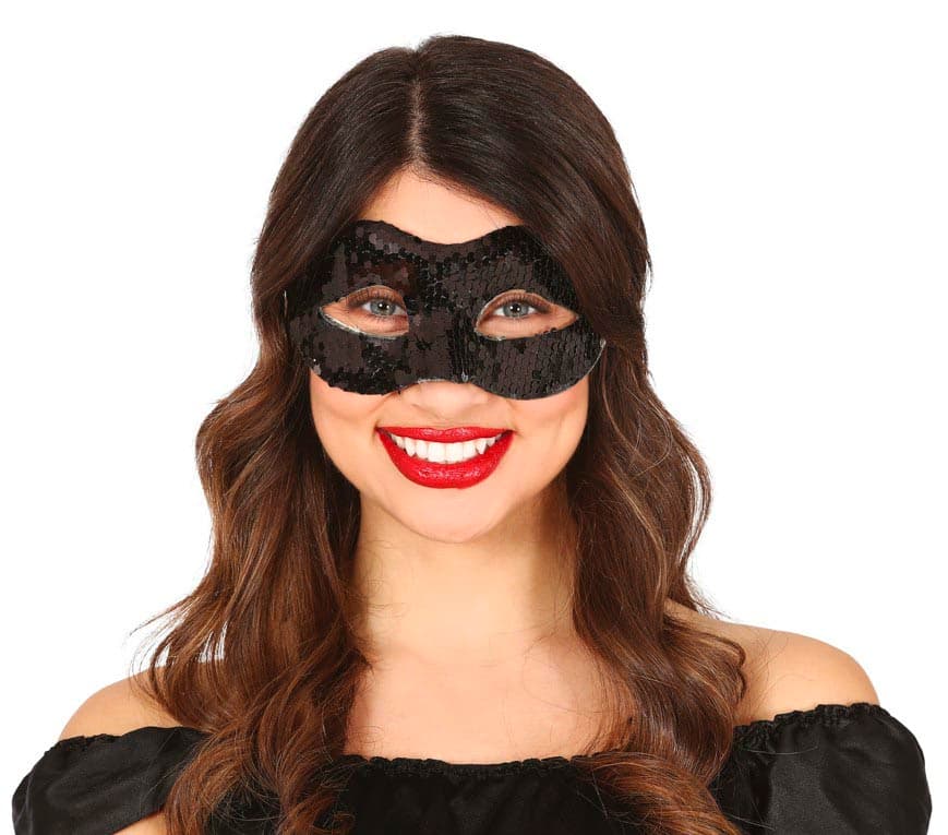 Sort pailletmaske