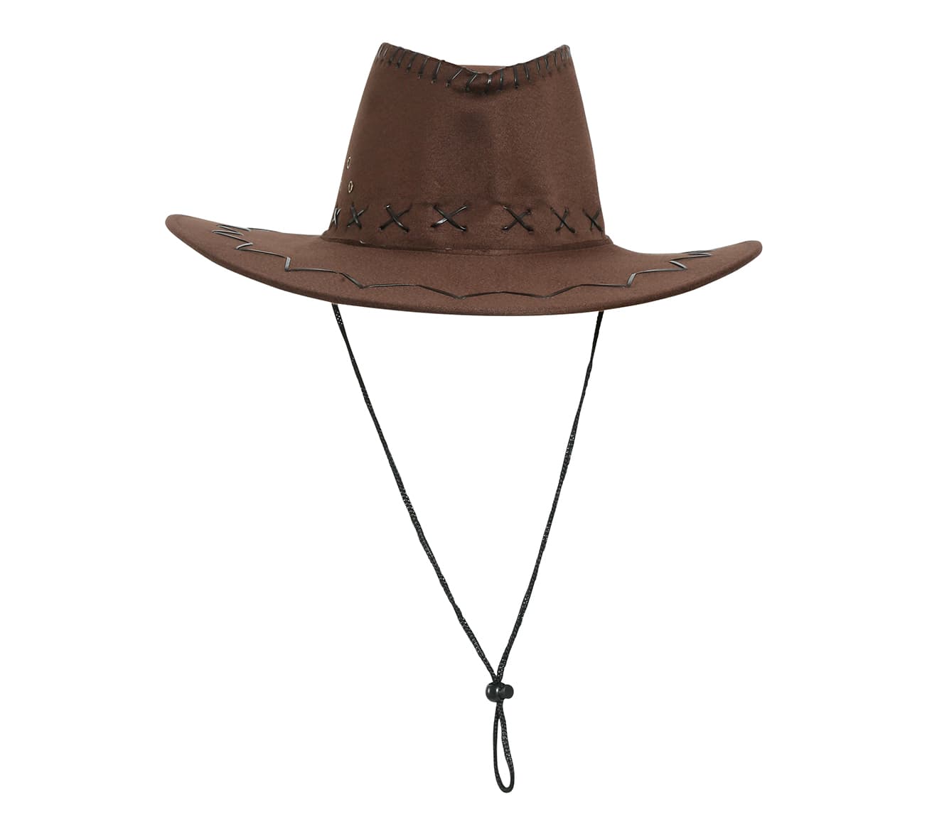 Brun cowboyhat i kunstlæder, ca. 36,8 cm
