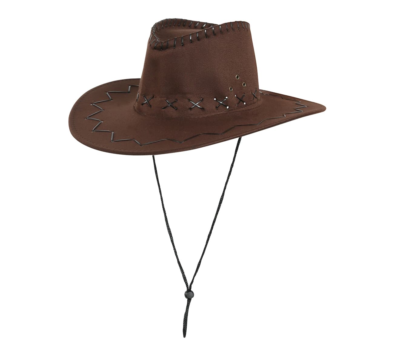Brun cowboyhat i kunstlæder, ca. 36,8 cm