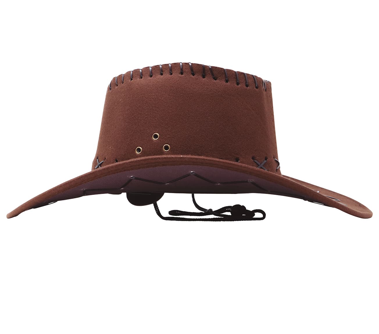 Brun cowboyhat i kunstlæder, ca. 36,8 cm