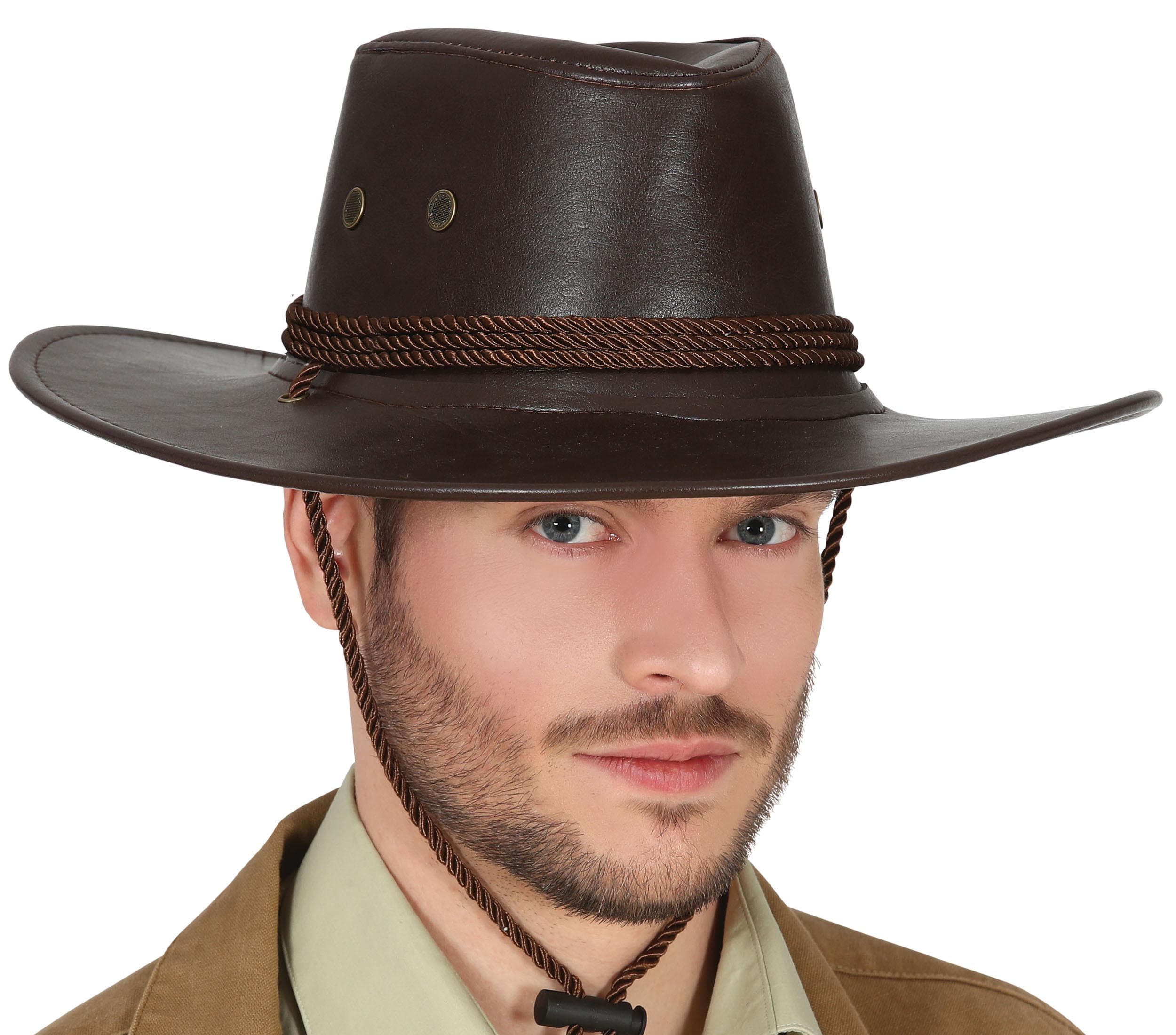 Brun cowboyhat med læderlook