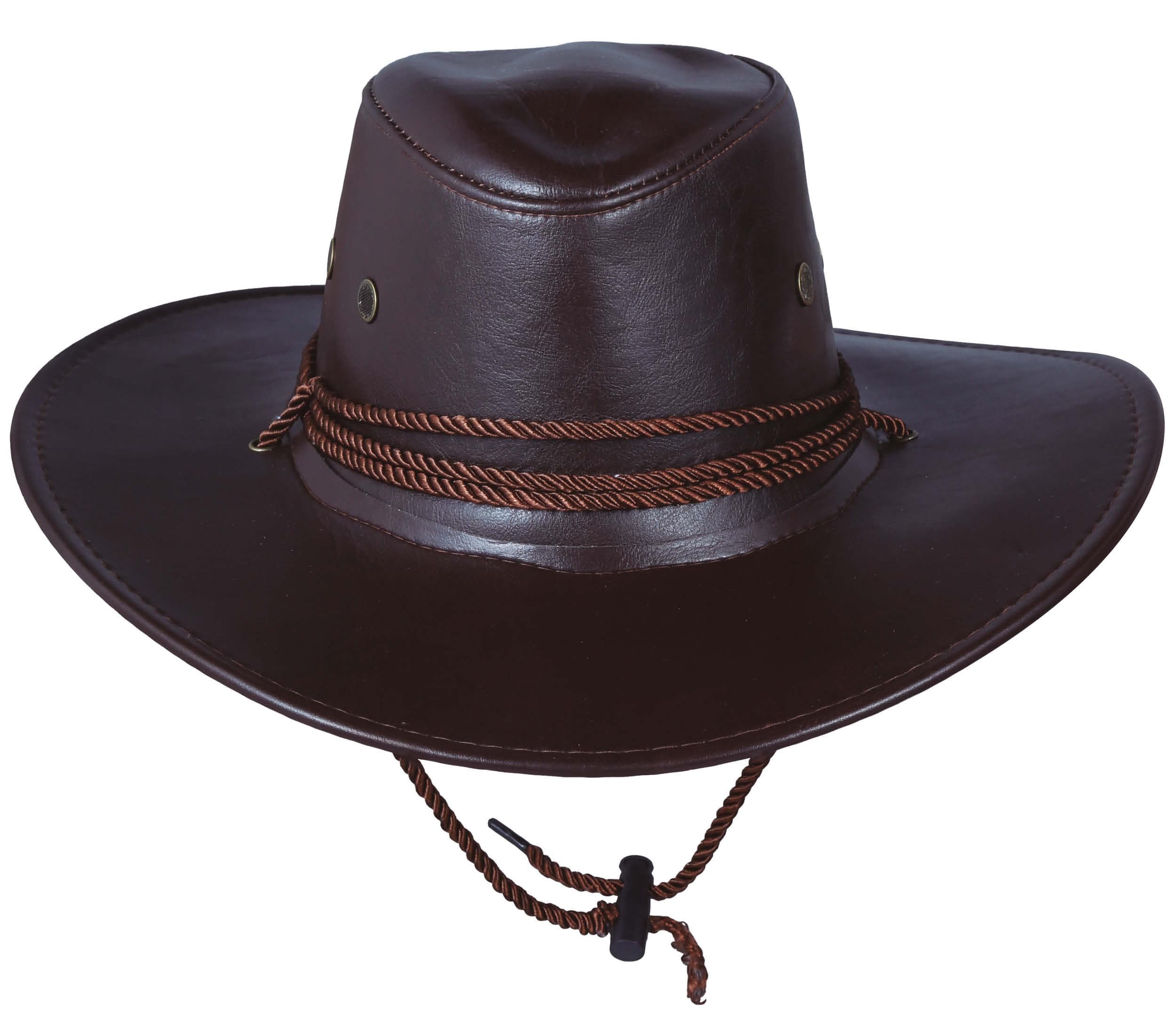 Brun cowboyhat med læderlook