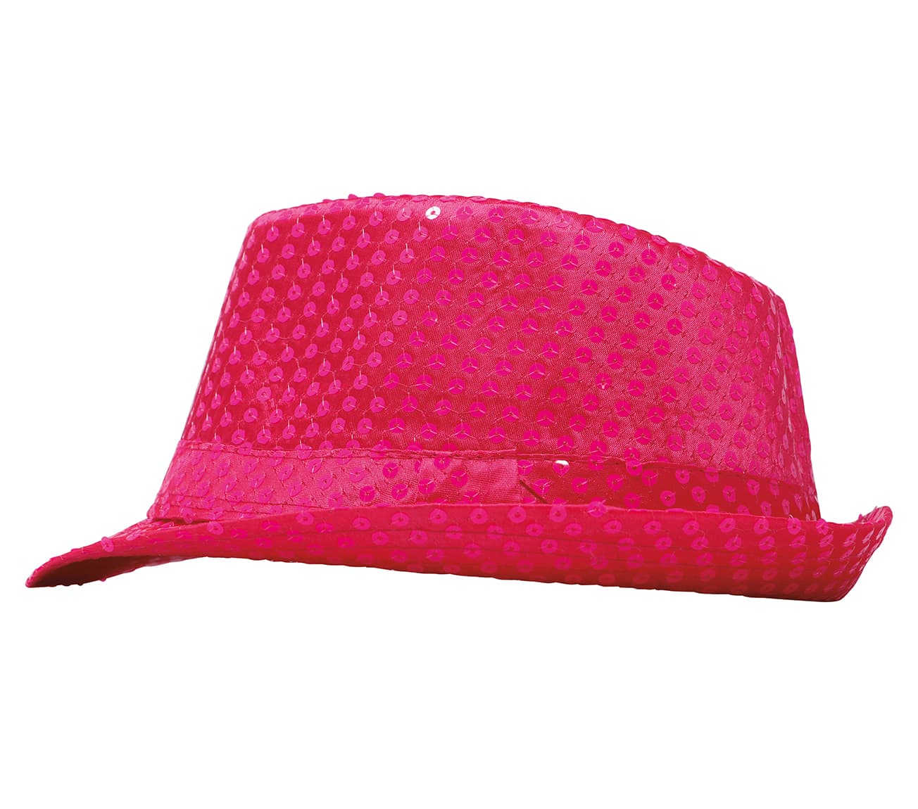 Neonpink gangsterhat med pailletter