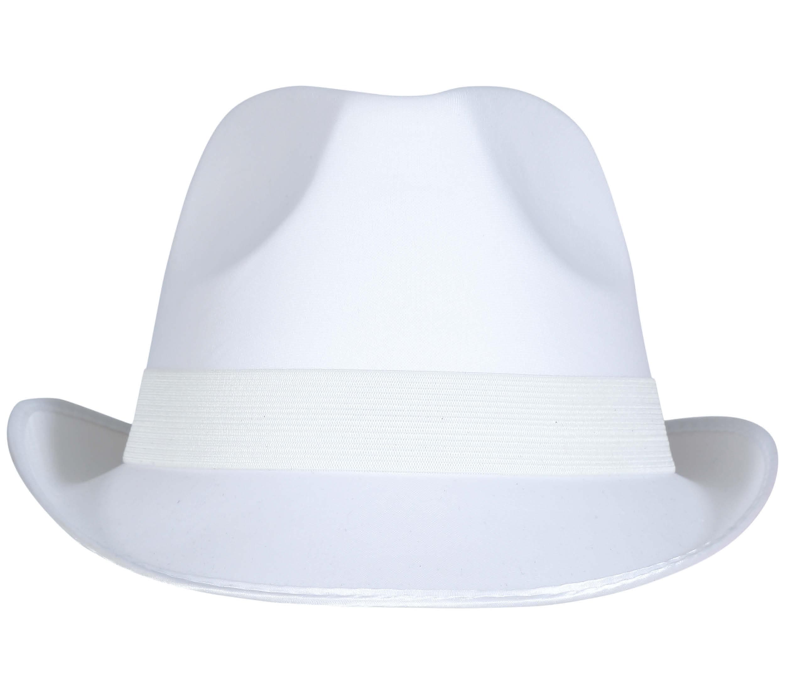 Hvid gangsterhat, ca. 28,6 cm