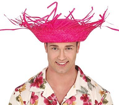 Fugleskræmselhat i strå, pink