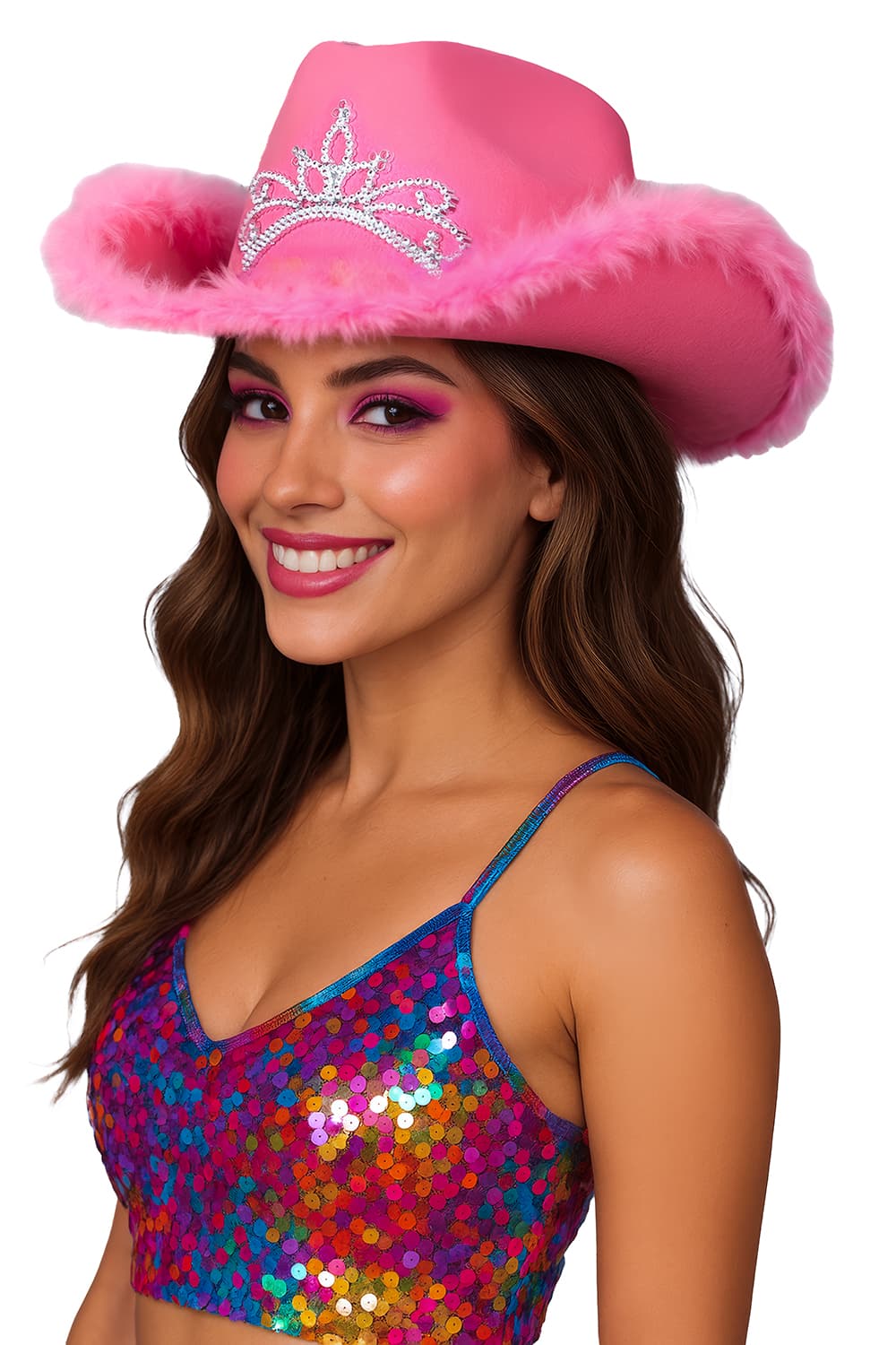 Lyserød cowboyhat med hattebånd