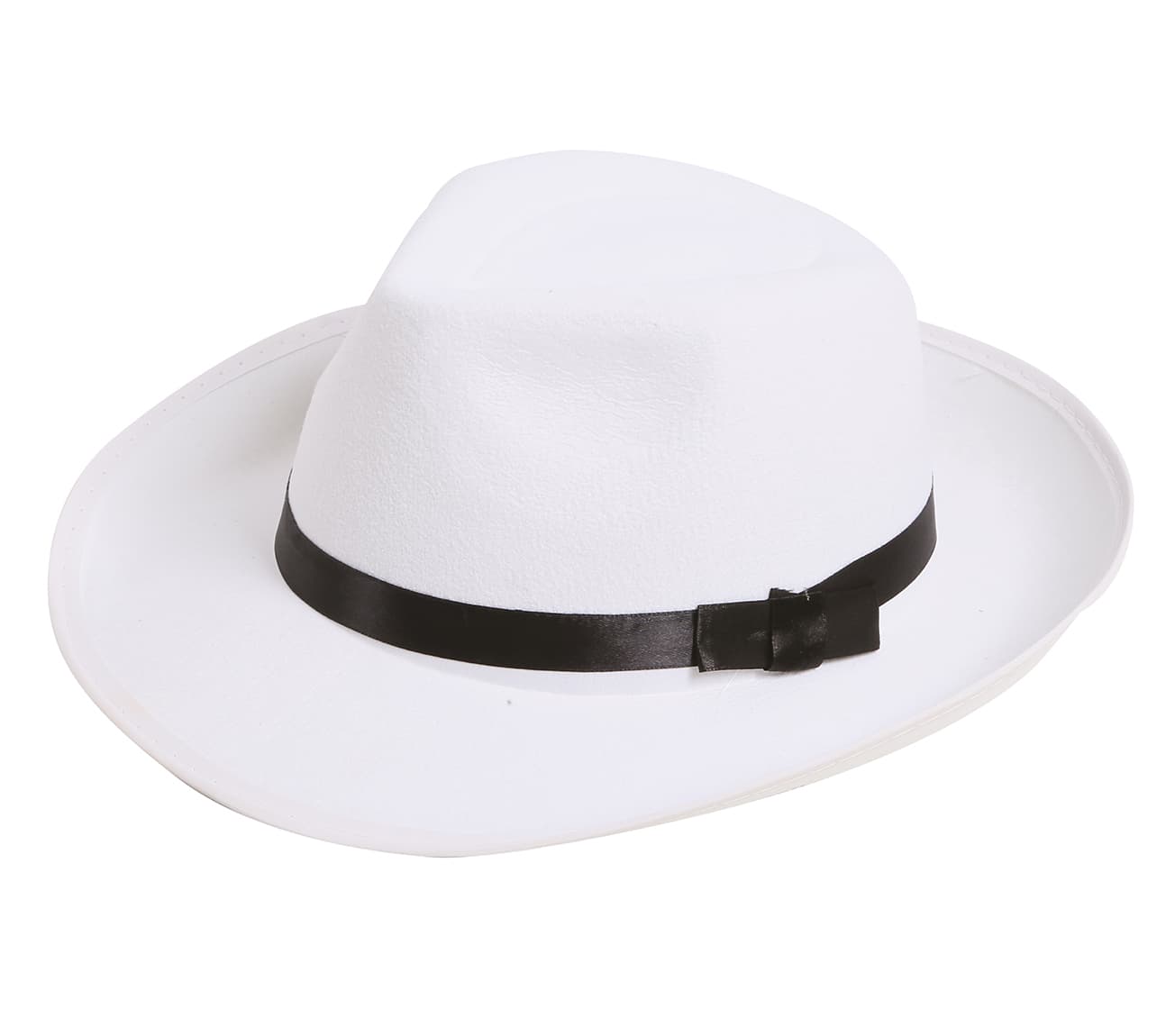 Hvid gangsterhat med sort bånd