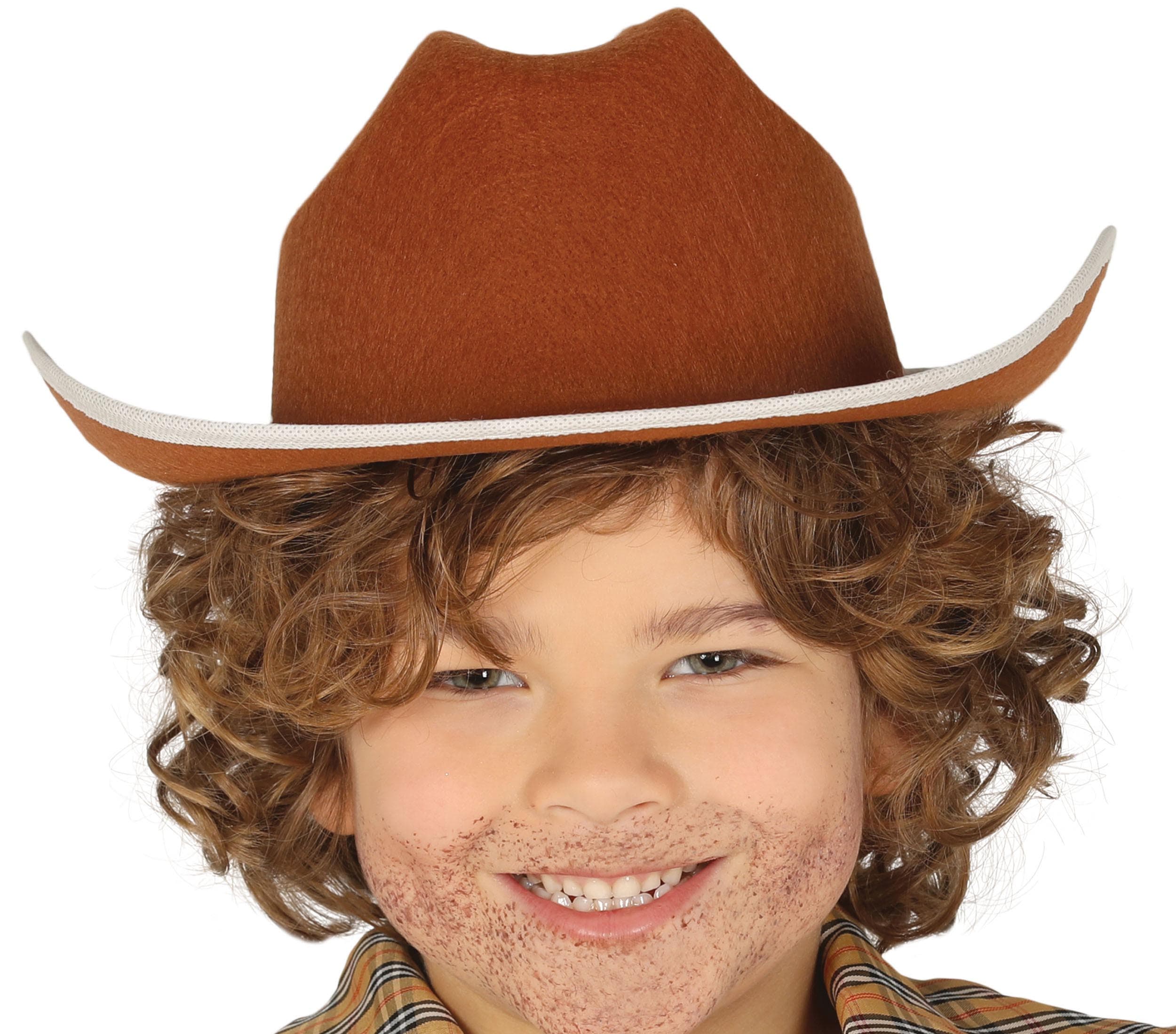 Brun cowboyhat i filt til børn, ca. 31,8 cm