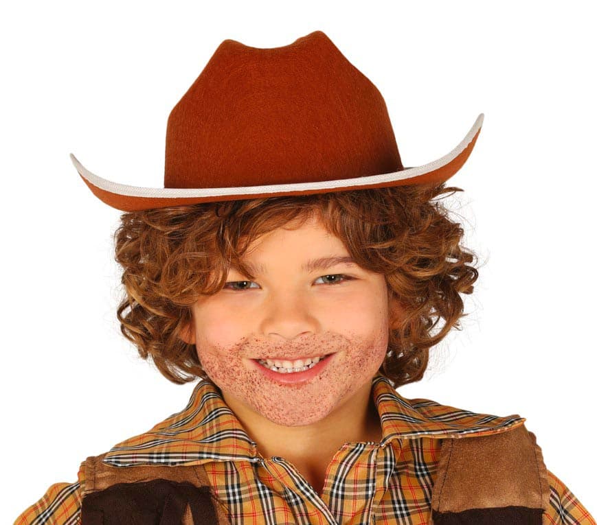 Brun cowboyhat i filt til børn, ca. 31,8 cm