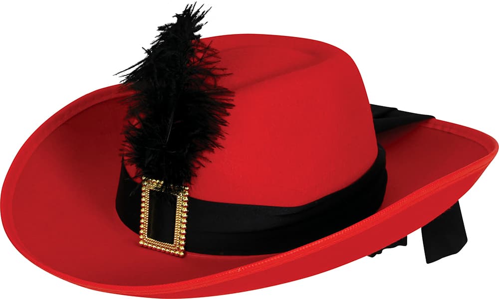 Rød musketerhat i filt