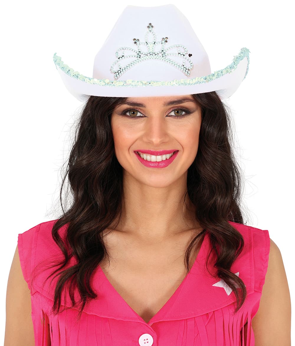 Hvid cowboyhat i filt til voksne