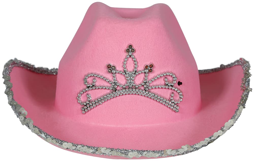 Lyserød cowboyhat i filt, til børn
