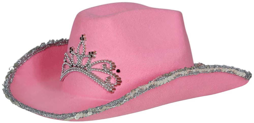 Lyserød cowboyhat i filt, til børn