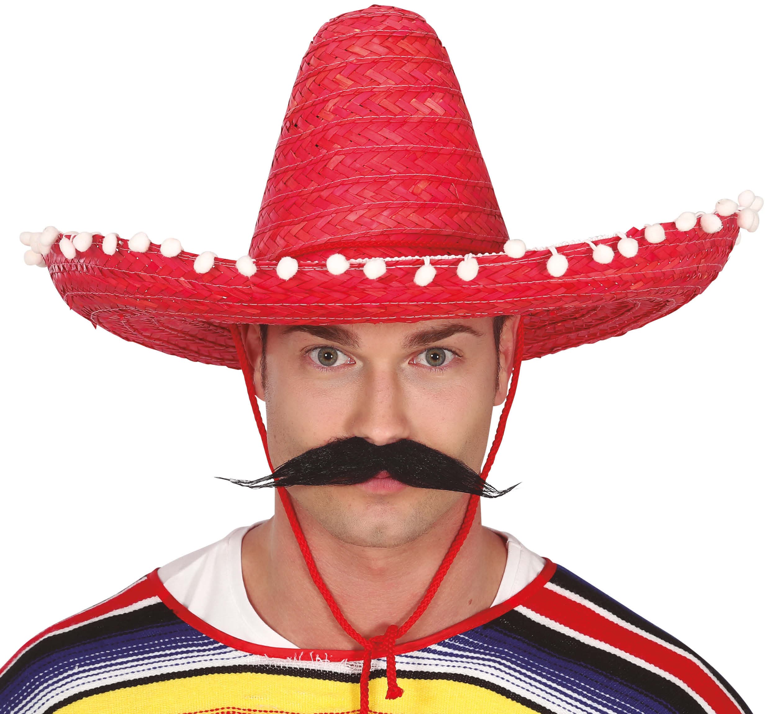 Mexicansk stråhat 50 cm, rød