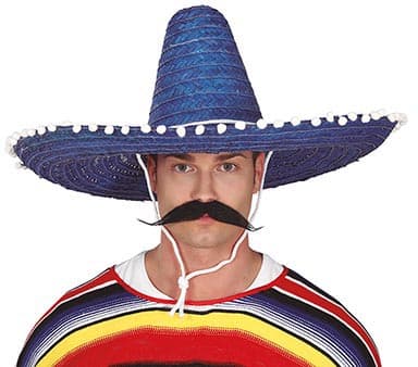 Mexicansk stråhat 60 cm, blå