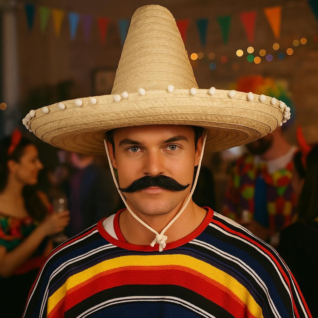 Mexicansk stråhat 60 cm, stråfarvet
