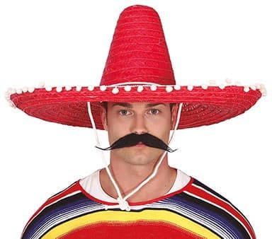 Mexicansk stråhat 60 cm, rød