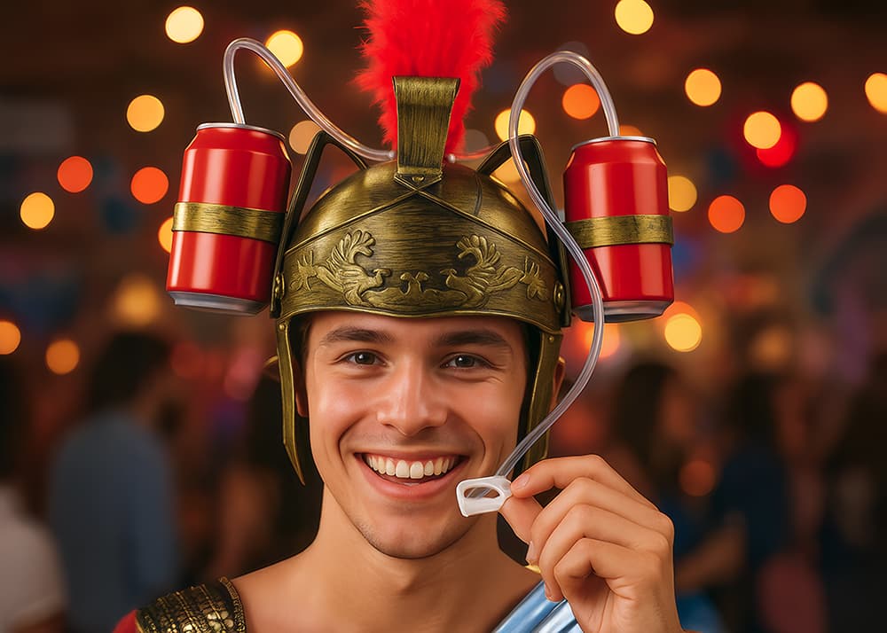 Gladiatorhjelm med ølholder