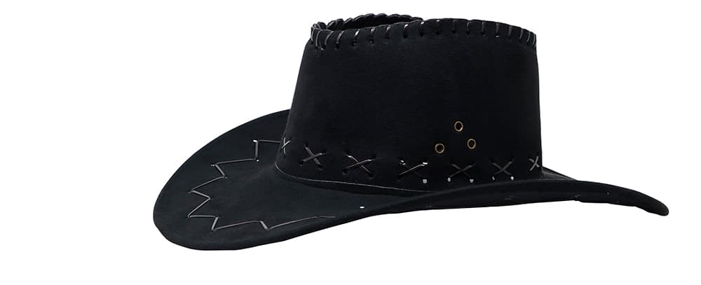 Sort cowboyhat i kunstlæder til børn