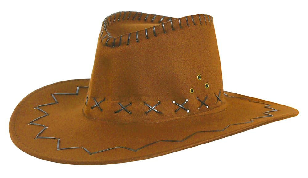 Lysebrun cowboyhat i kunstlæder til børn