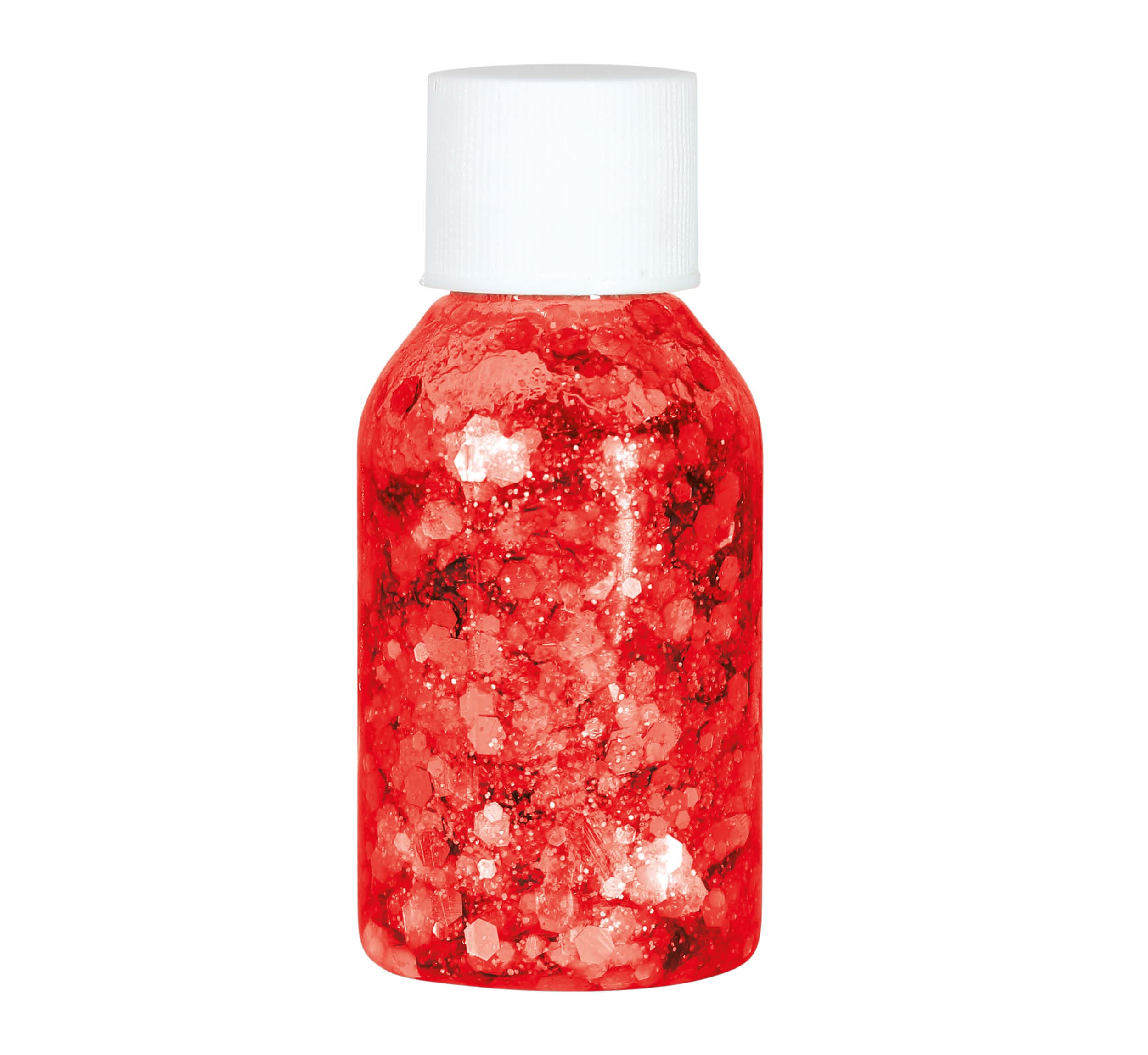 Bøtte med rød glimmergel, 20 g