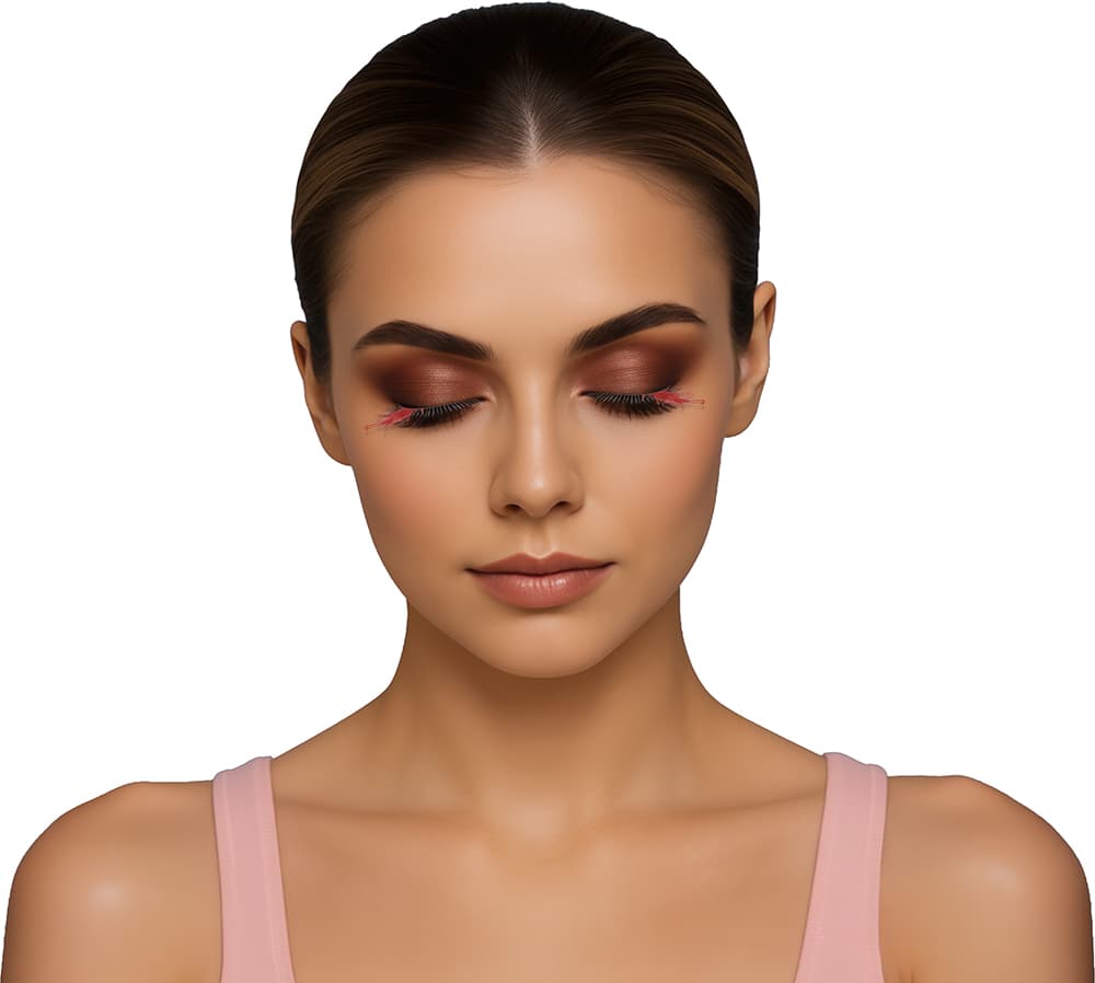 Røde øjenvipper med fjer