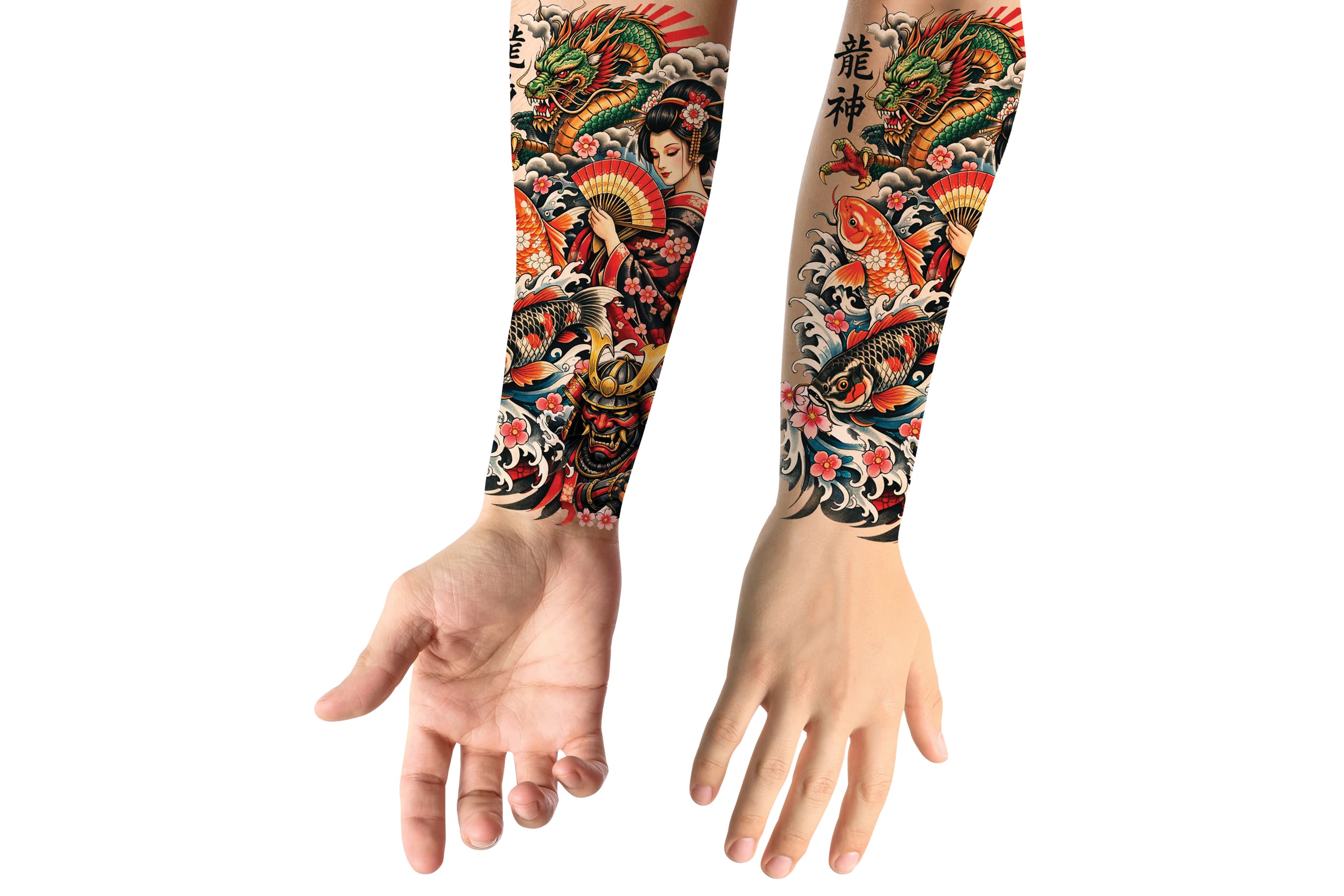 Geisha-tatovering, 14 × 30 cm