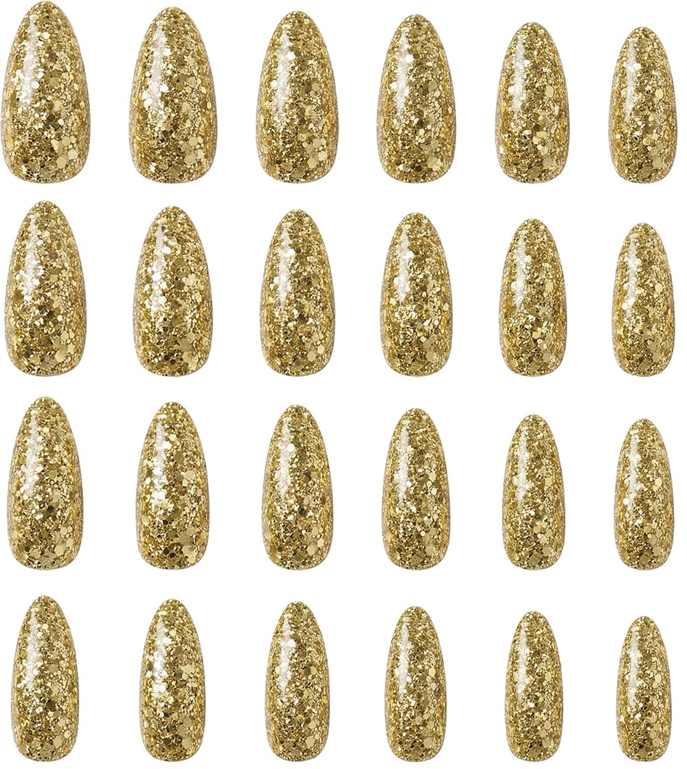 24 lange glimmernegle, guld
