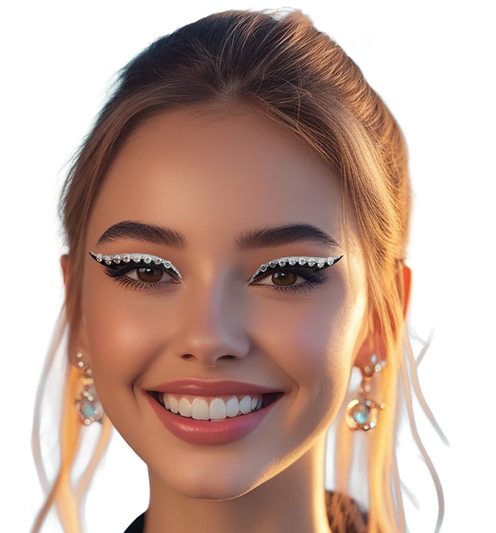 6 selvklæbende eyeliner-stickers med krystaller