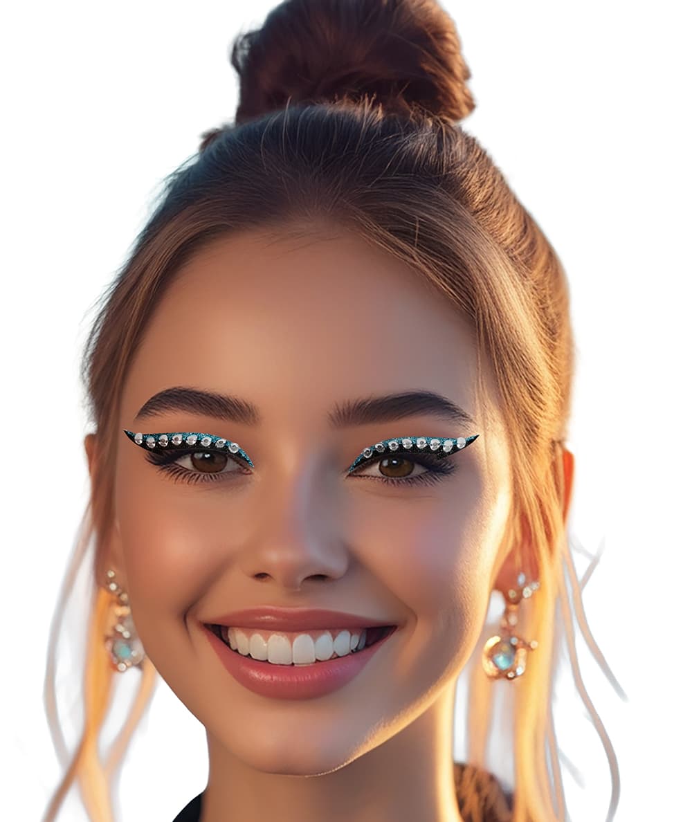 6 selvklæbende eyeliner-stickers med krystaller