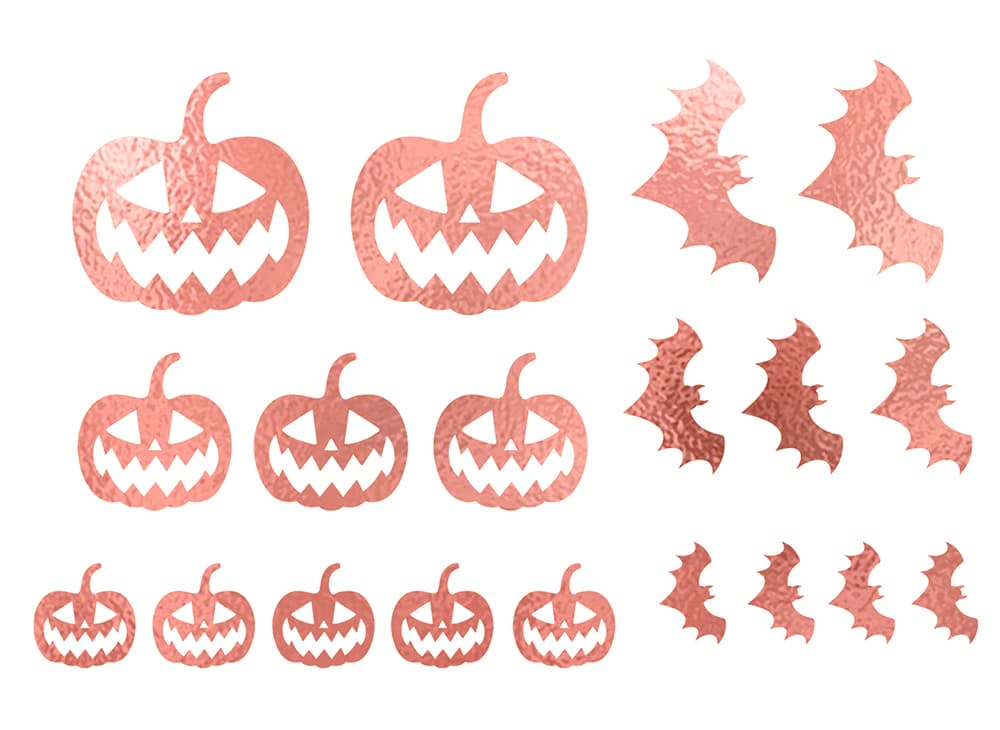 2 ark med halloweentatoveringer i rosaguld, 15 × 11 cm