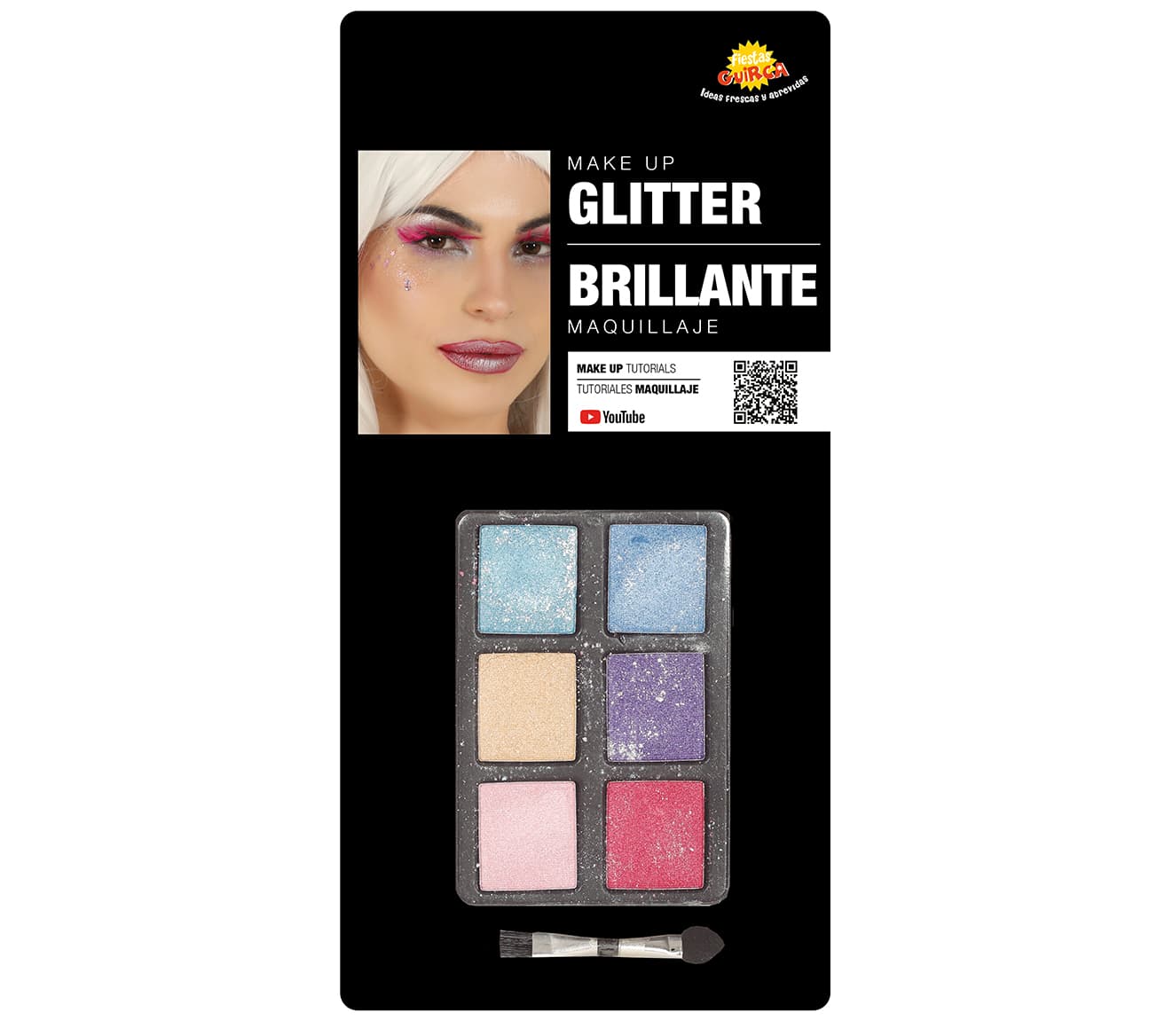 Øjenskygge i farver med glimmer og pensel, 9 × 6,5 cm (6 g)
