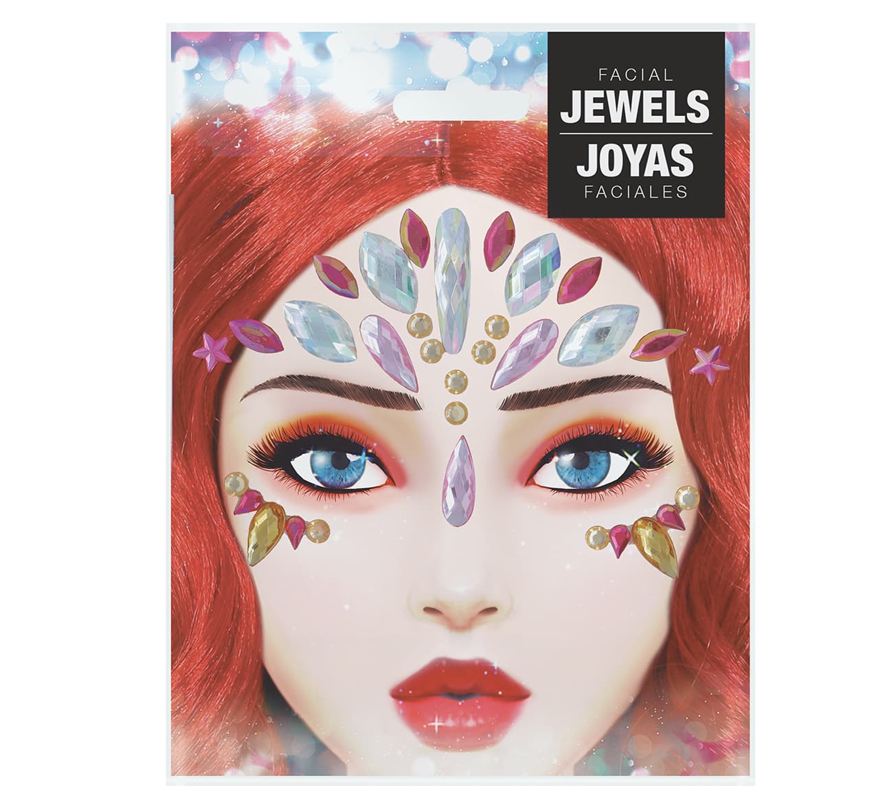 Selvklæbende ansigtssmykker med stjerner, flerfarvet, model 15821