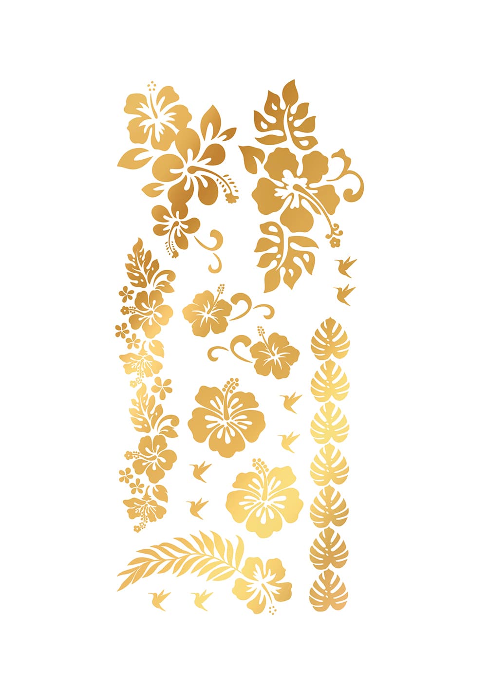 Guldtatovering med blomster, 14 × 30 cm