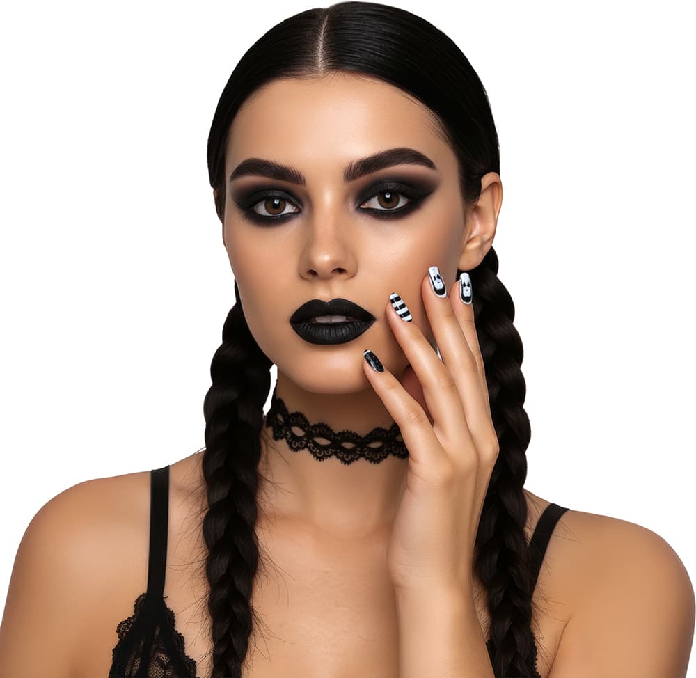 12 gothic girl-negle med lim