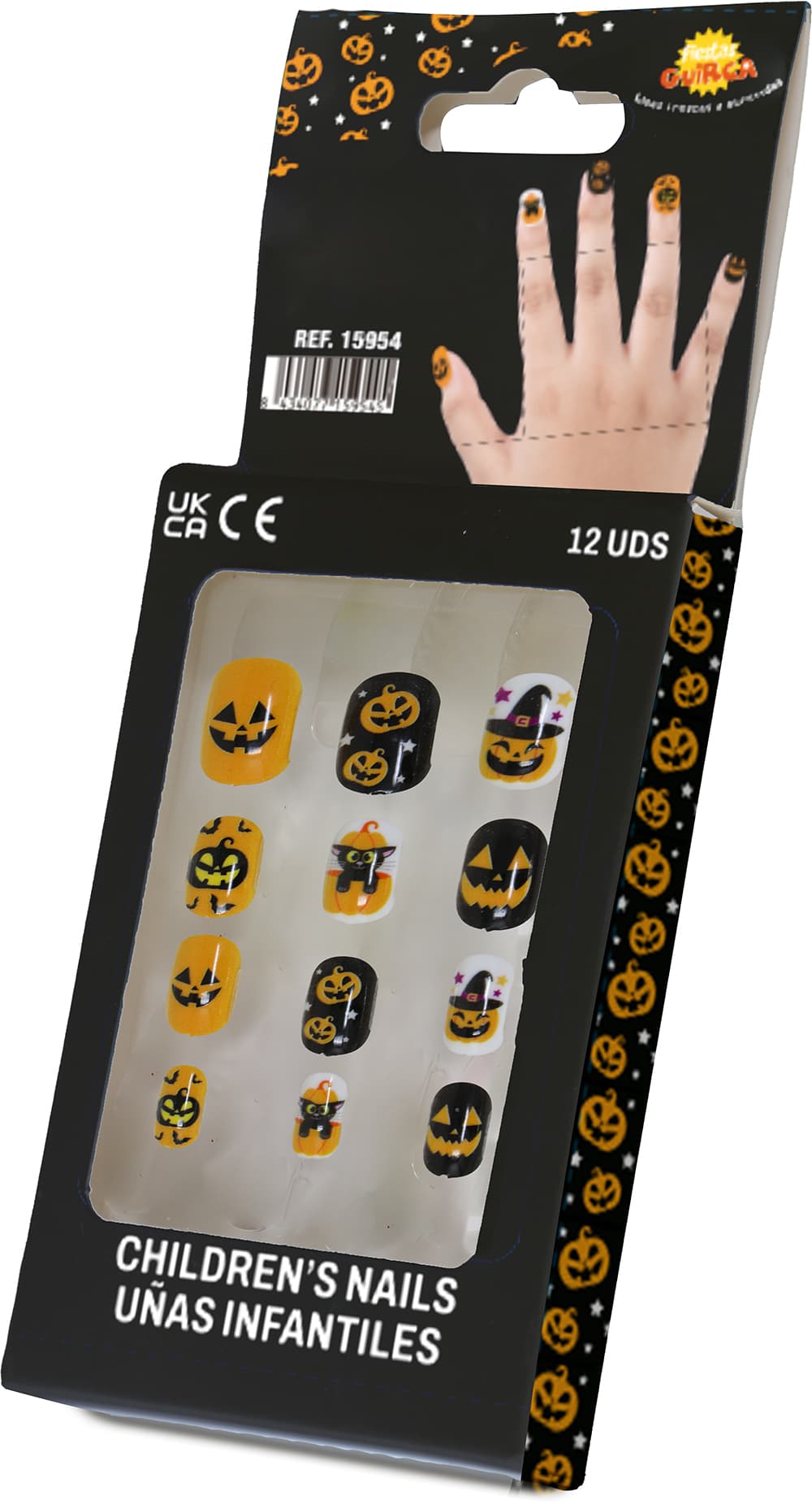 12 negle med lim til børn, halloweendesign 1