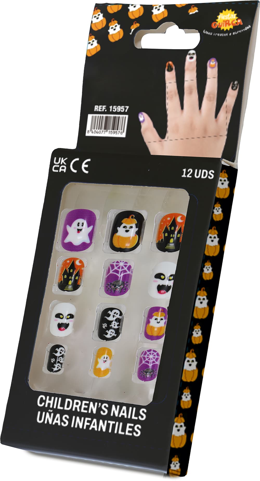 12 negle med lim til børn, halloweendesign 4