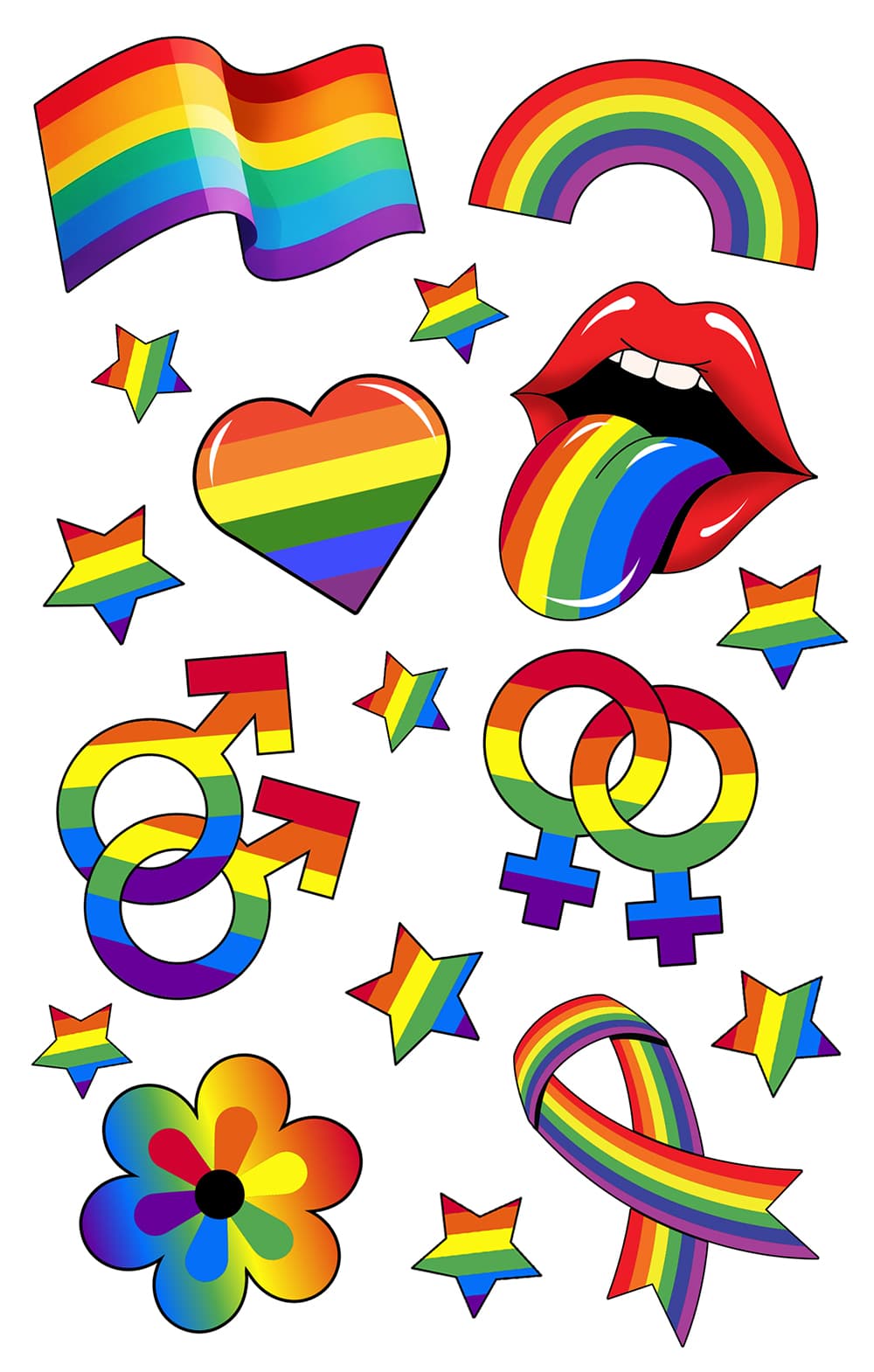 Pride-tatoveringsark 14 × 30 cm