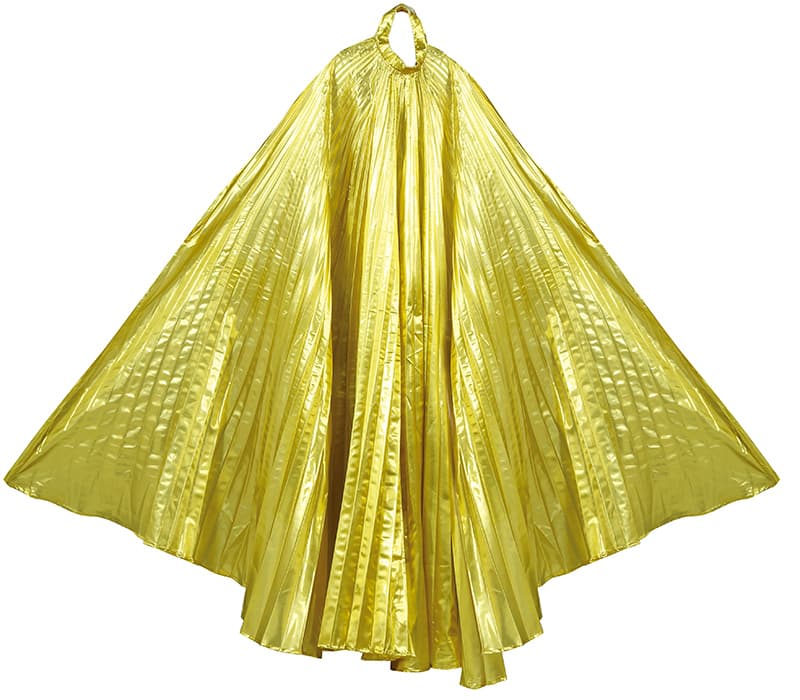 Plisseret kappe i guld, 285 × 135 cm